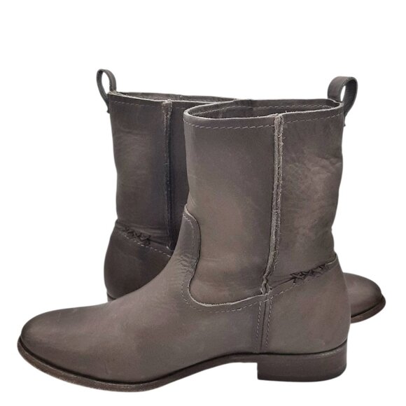 Frye Cara Gray Leather Mid Calf Roper Boots SZ 9 - Picture 7 of 16